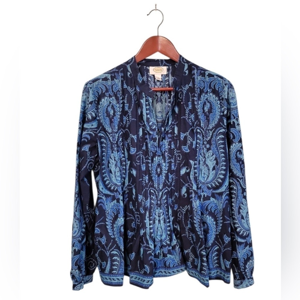 Vintage Talblots Womens Size Large Sequin V Neck Pleated Office Siren Career Top